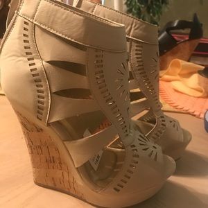 Wedge high suede front tie with zipper on back